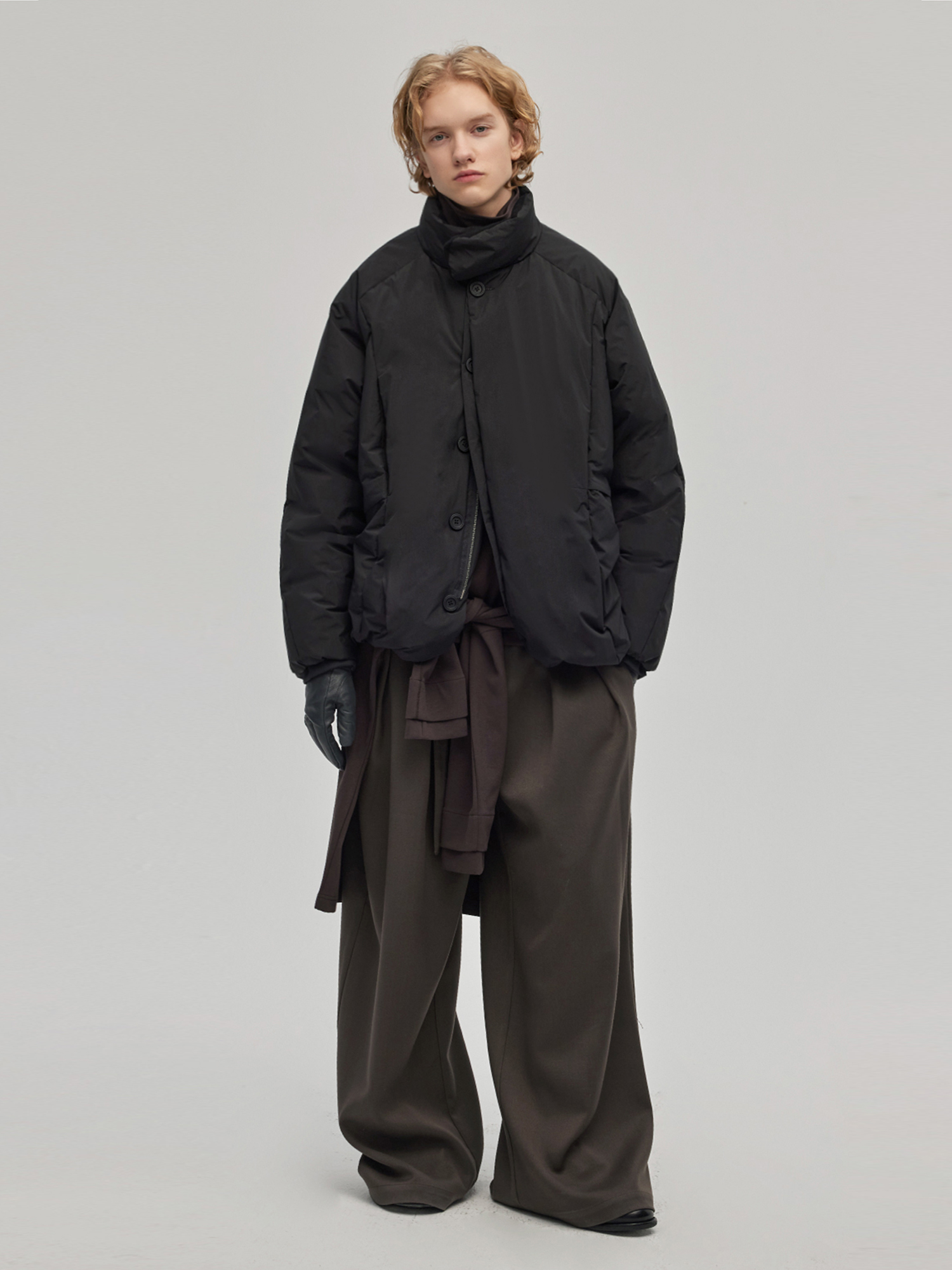DECESOLO 24AW 日系潮流宽松重磅保暖立领90白鸭绒羽绒服外套冬
