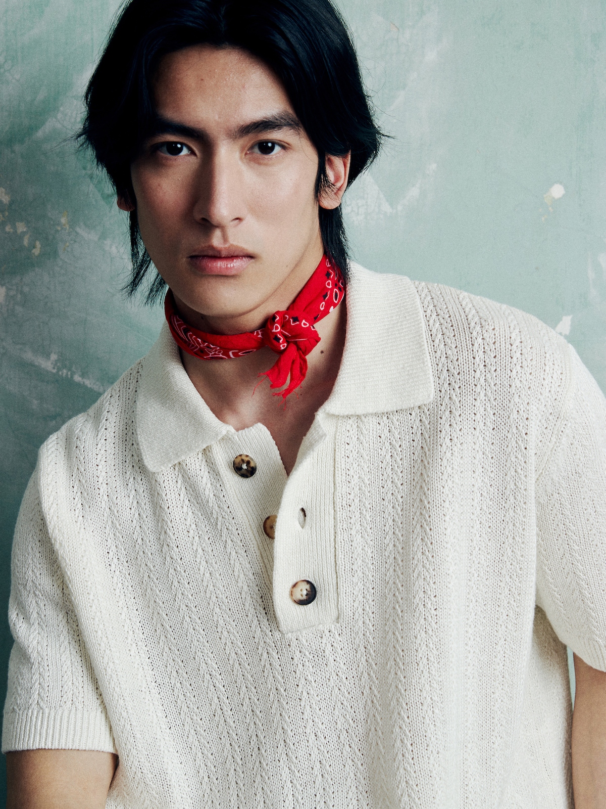 UNICA HOMME/老钱亚麻针织POLO短袖毛衣男士春夏叠穿时尚